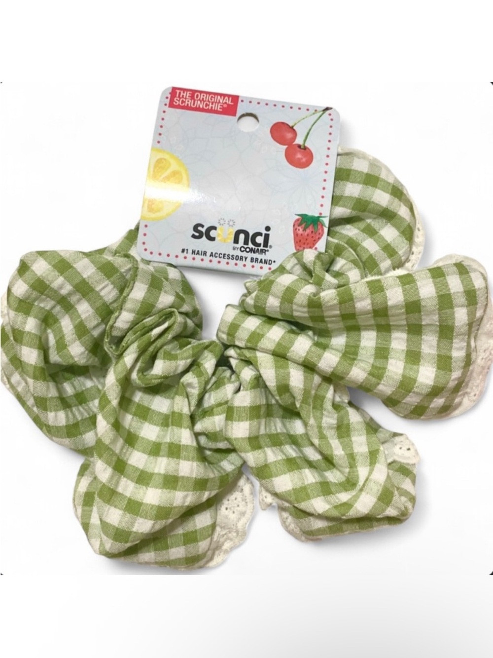 🌸3/$15🌸 Scunci Green Checkered Hair Scrunchie